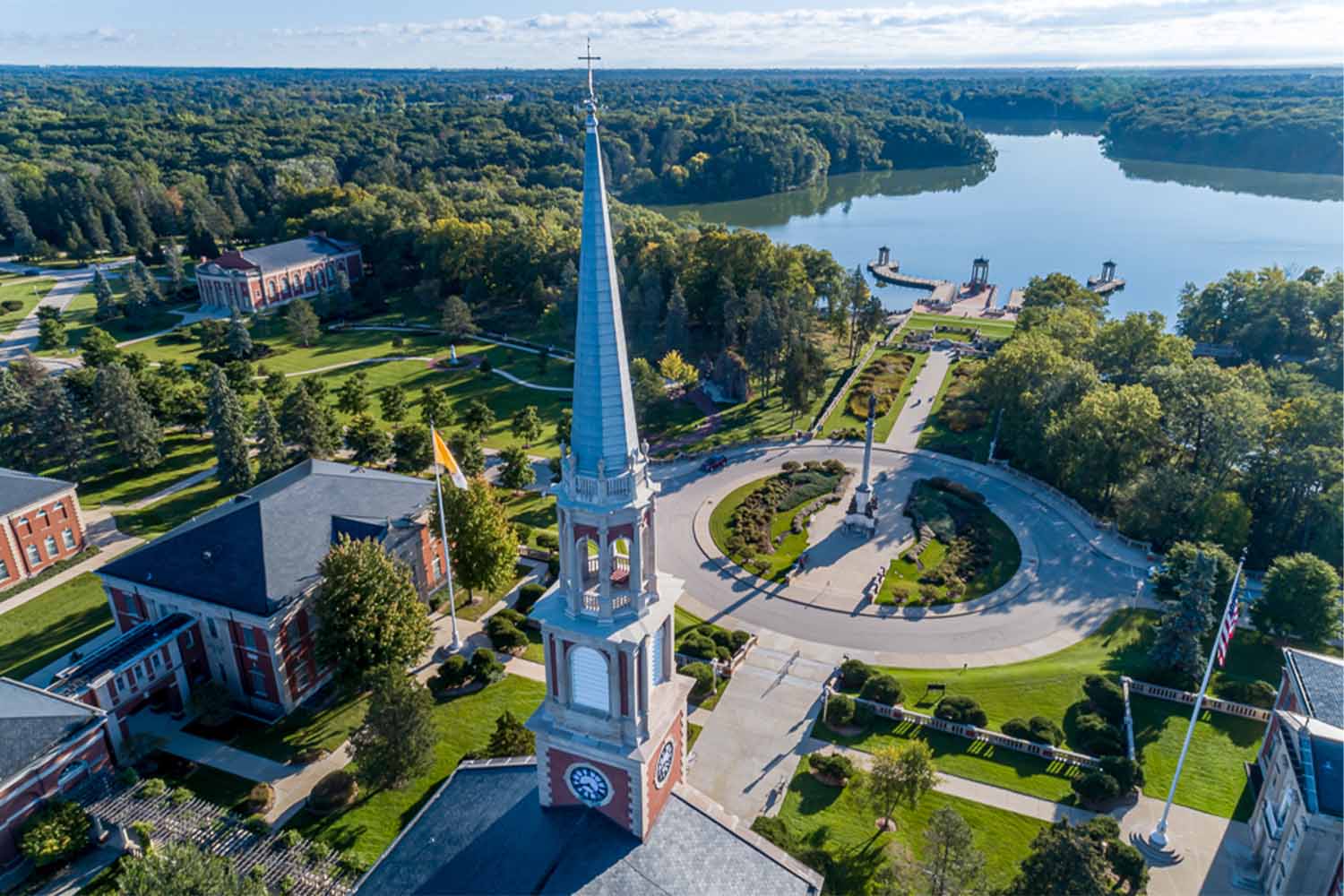 Mundelein Steeple aerial 2